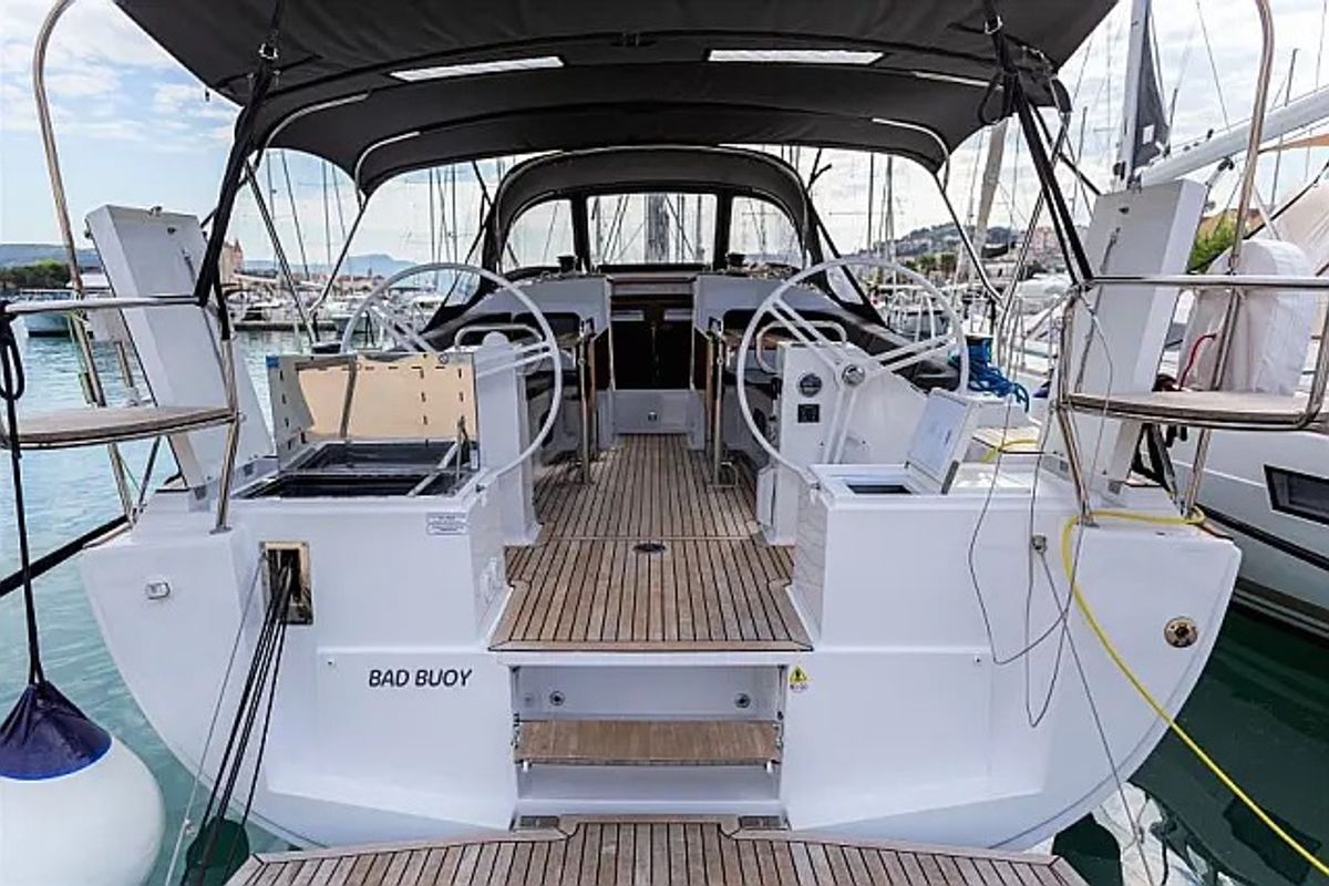 Deck of Bad Buoy, a Elan Impression 45.1 sailboat at Seget Donji, Croatia