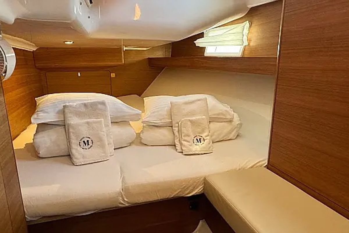 Cabin on Bad Buoy, a Elan Impression 45.1 sailboat at Seget Donji, Croatia