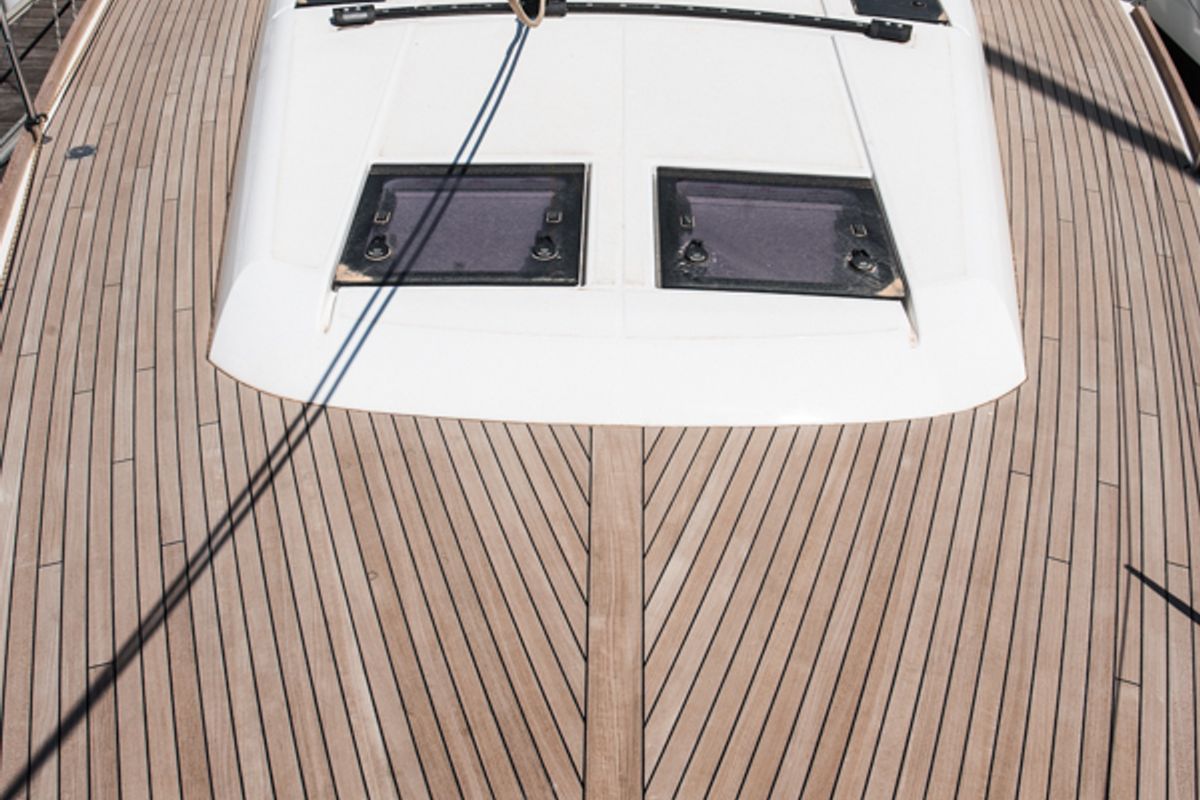 Deck of Malin, a Dufour 460 GL sailboat at Primošten, Croatia