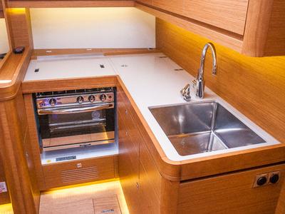 Galley of Malin, a Dufour 460 GL sailboat at Primošten, Croatia