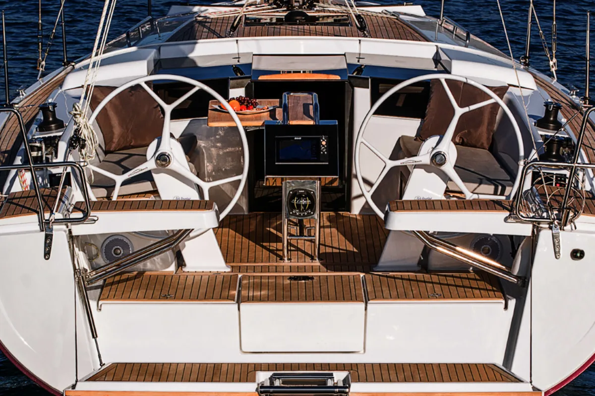 Cockpit of Free Spirit, a Hanse Yachts Hanse 388 sailboat at Dubrovnik, Croatia