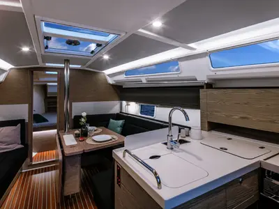Salon of Free Spirit, a Hanse Yachts Hanse 388 sailboat at Dubrovnik, Croatia