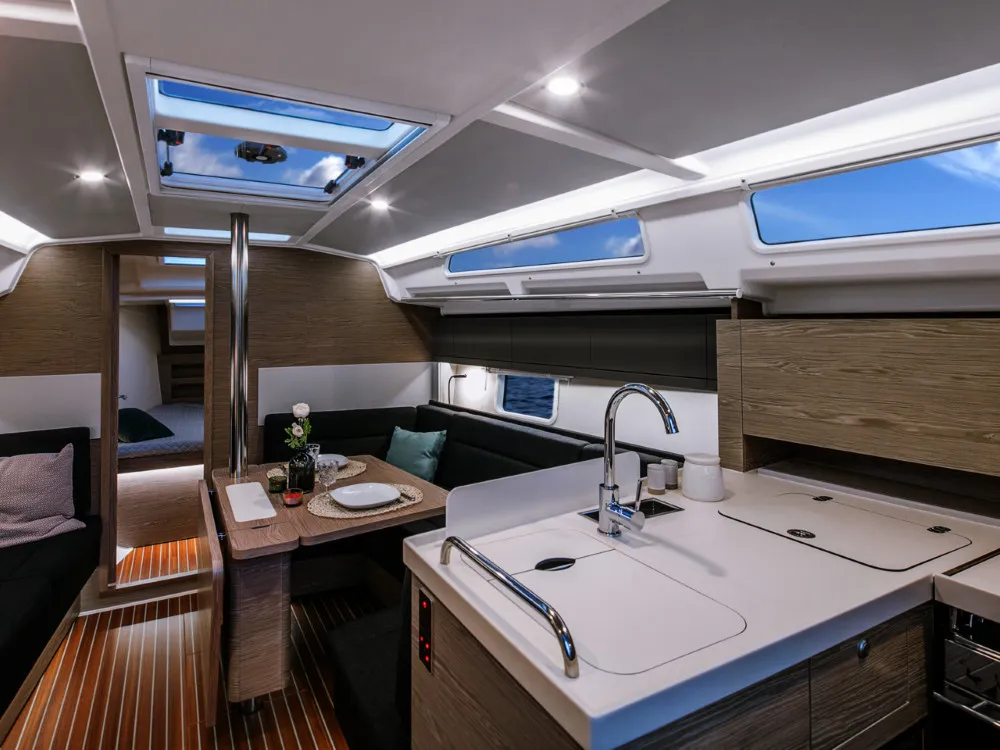 Salon of Free Spirit, a Hanse Yachts Hanse 388 sailboat at Dubrovnik, Croatia