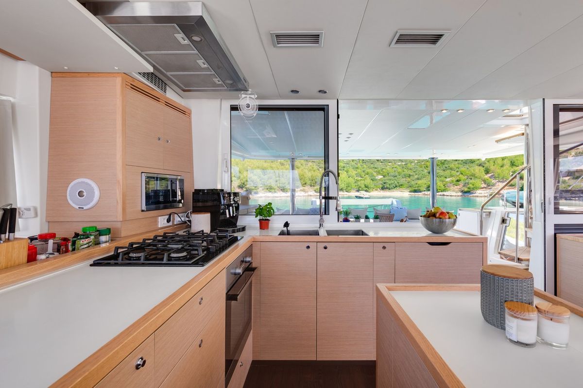 Galley of Cool Change, a Lagoon 560 catamaran at Grad Pula, Croatia