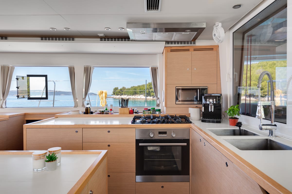 Galley of Cool Change, a Lagoon 560 catamaran at Grad Pula, Croatia