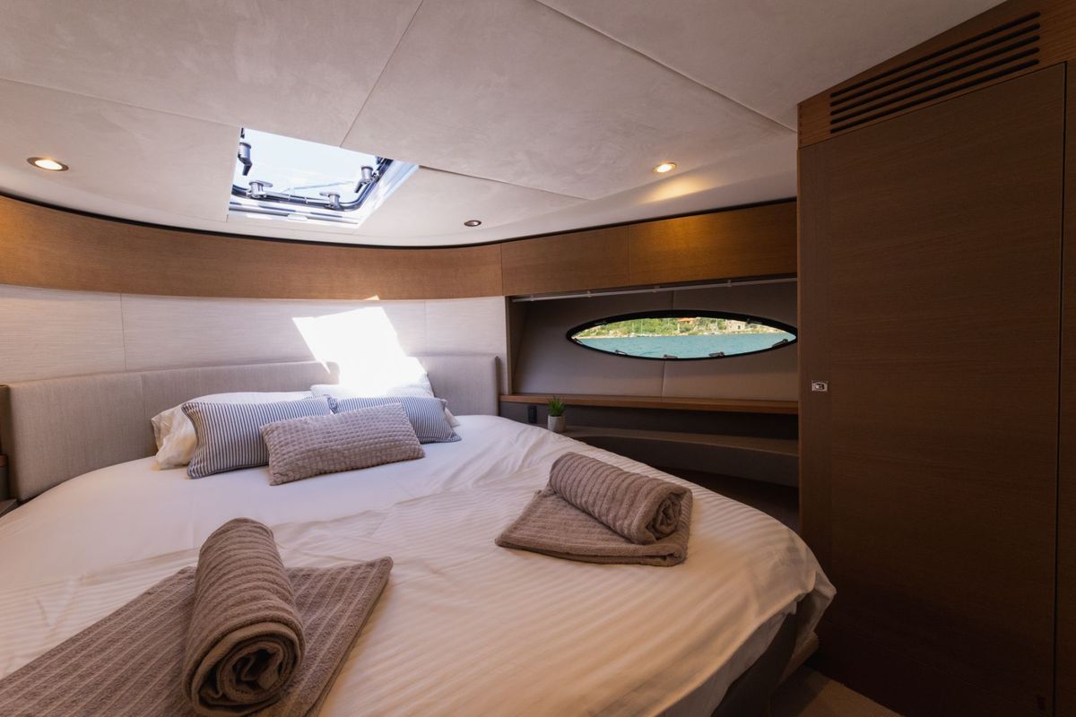 Cabin on Contessa, a Princess Yachts Princess F43 motorboat at Dubrovnik, Croatia