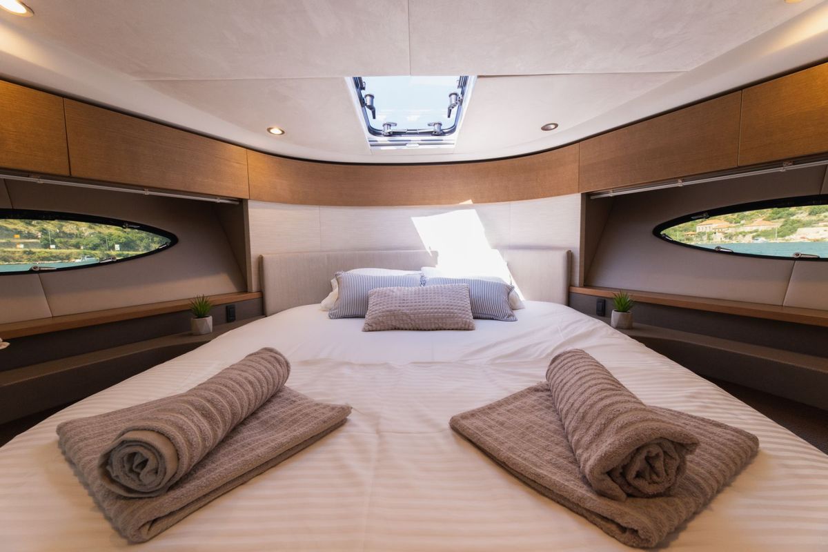 Cabin on Contessa, a Princess Yachts Princess F43 motorboat at Dubrovnik, Croatia