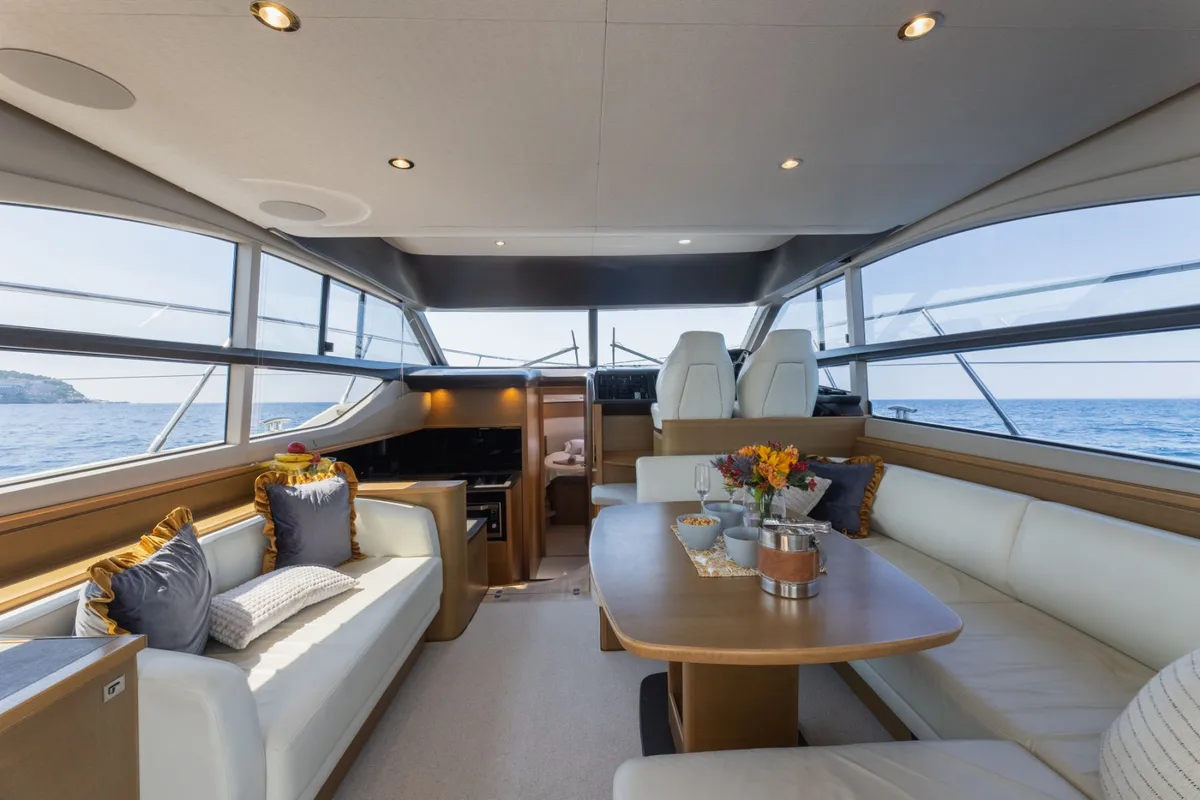 Salon of Contessa, a Princess Yachts Princess F43 motorboat at Dubrovnik, Croatia