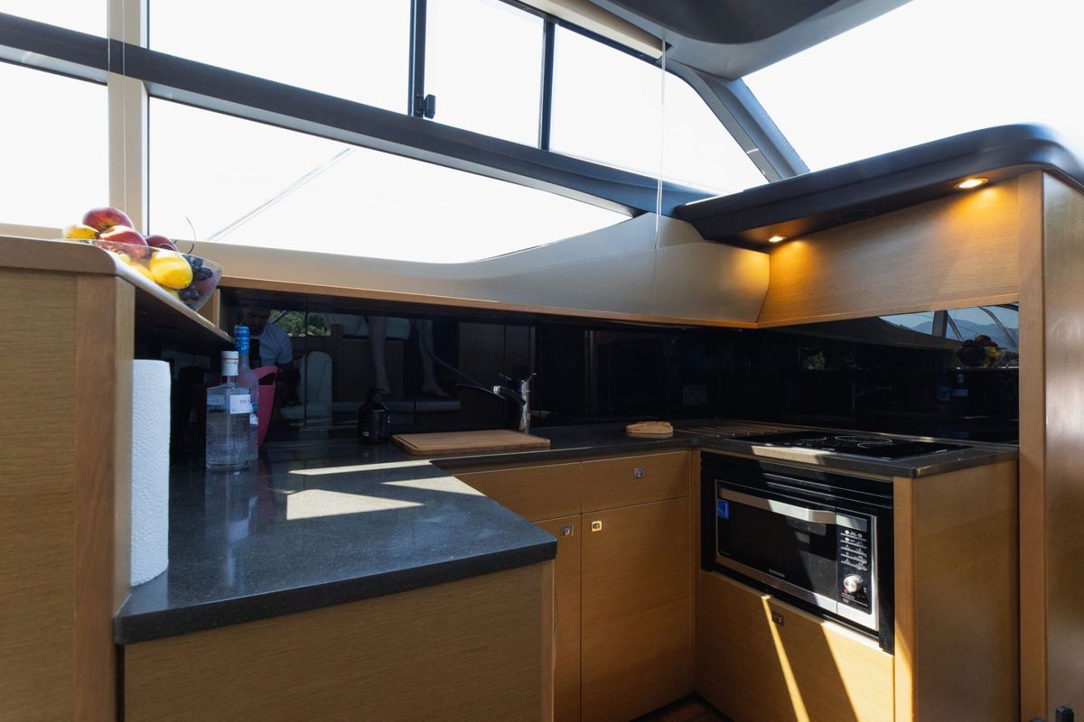Galley of Contessa, a Princess Yachts Princess F43 motorboat at Dubrovnik, Croatia