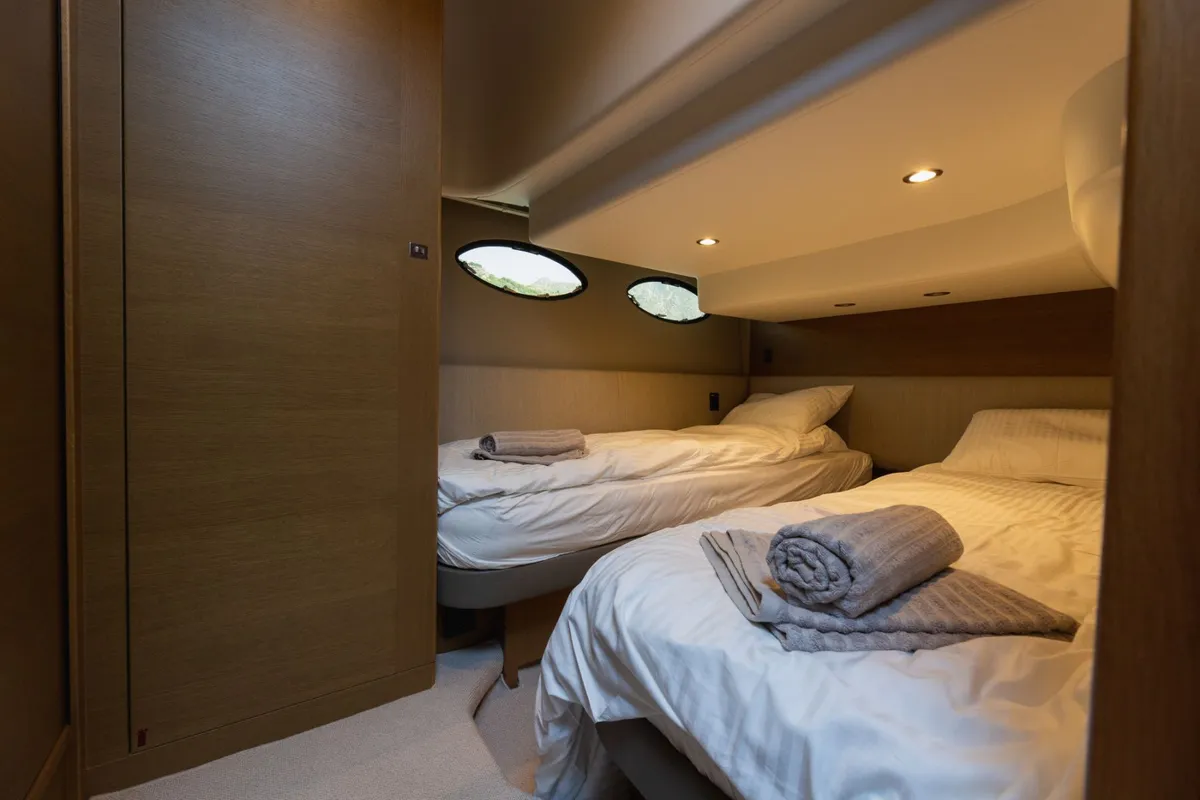 Cabin on Contessa, a Princess Yachts Princess F43 motorboat at Dubrovnik, Croatia