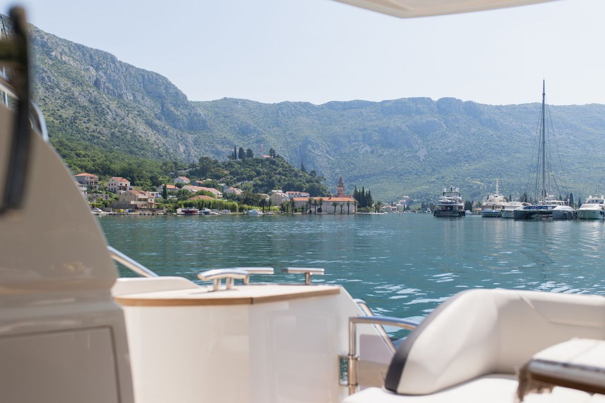 Deck of Contessa, a Princess Yachts Princess F43 motorboat at Dubrovnik, Croatia