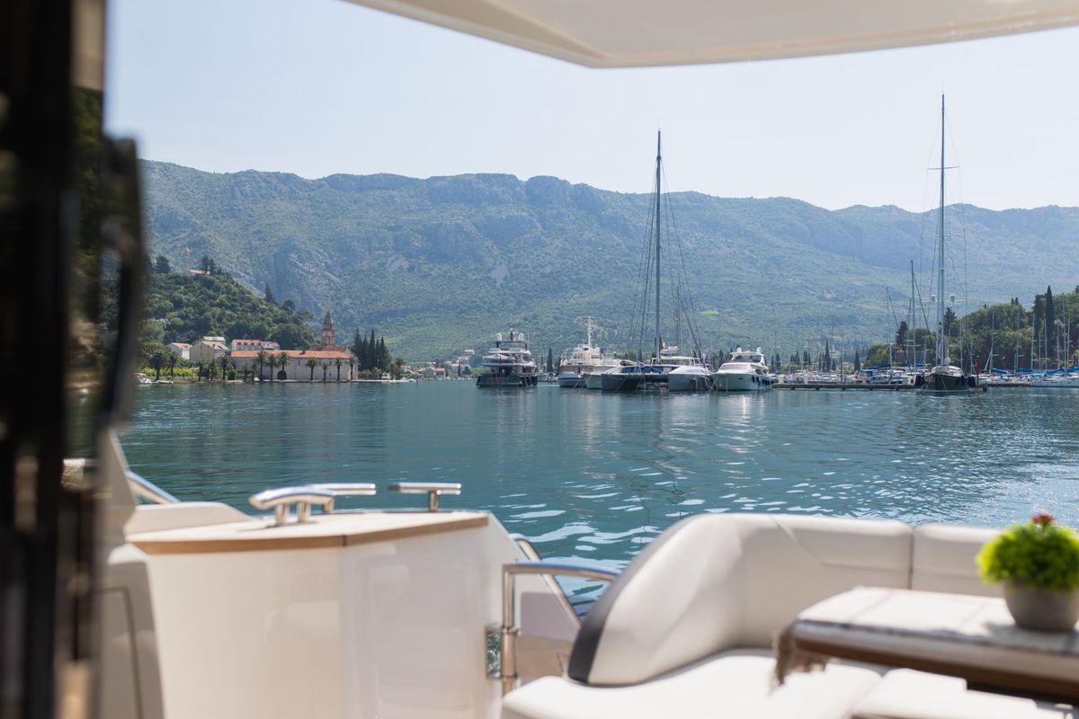 Deck of Contessa, a Princess Yachts Princess F43 motorboat at Dubrovnik, Croatia