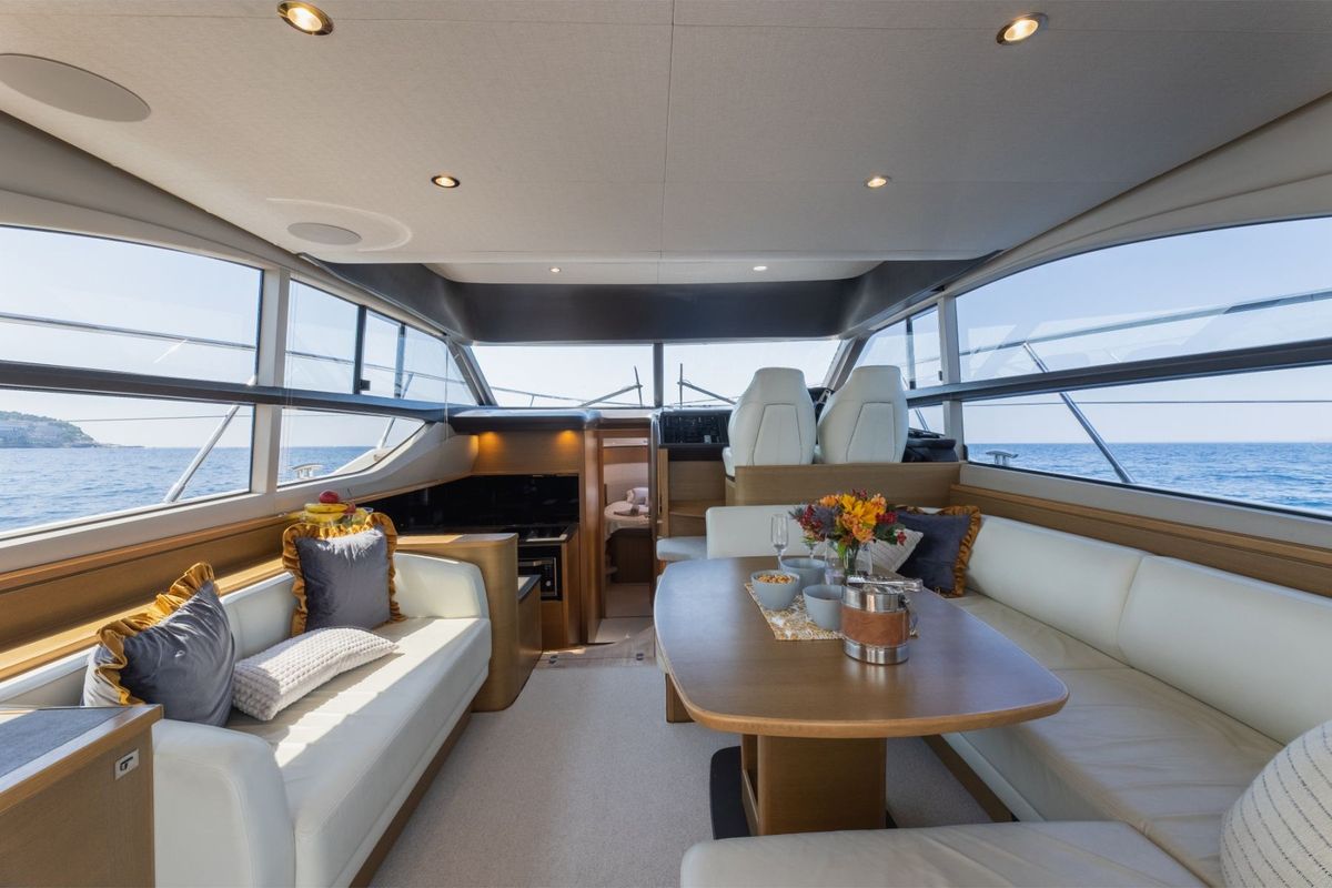 Salon of Contessa, a Princess Yachts Princess F43 motorboat at Dubrovnik, Croatia