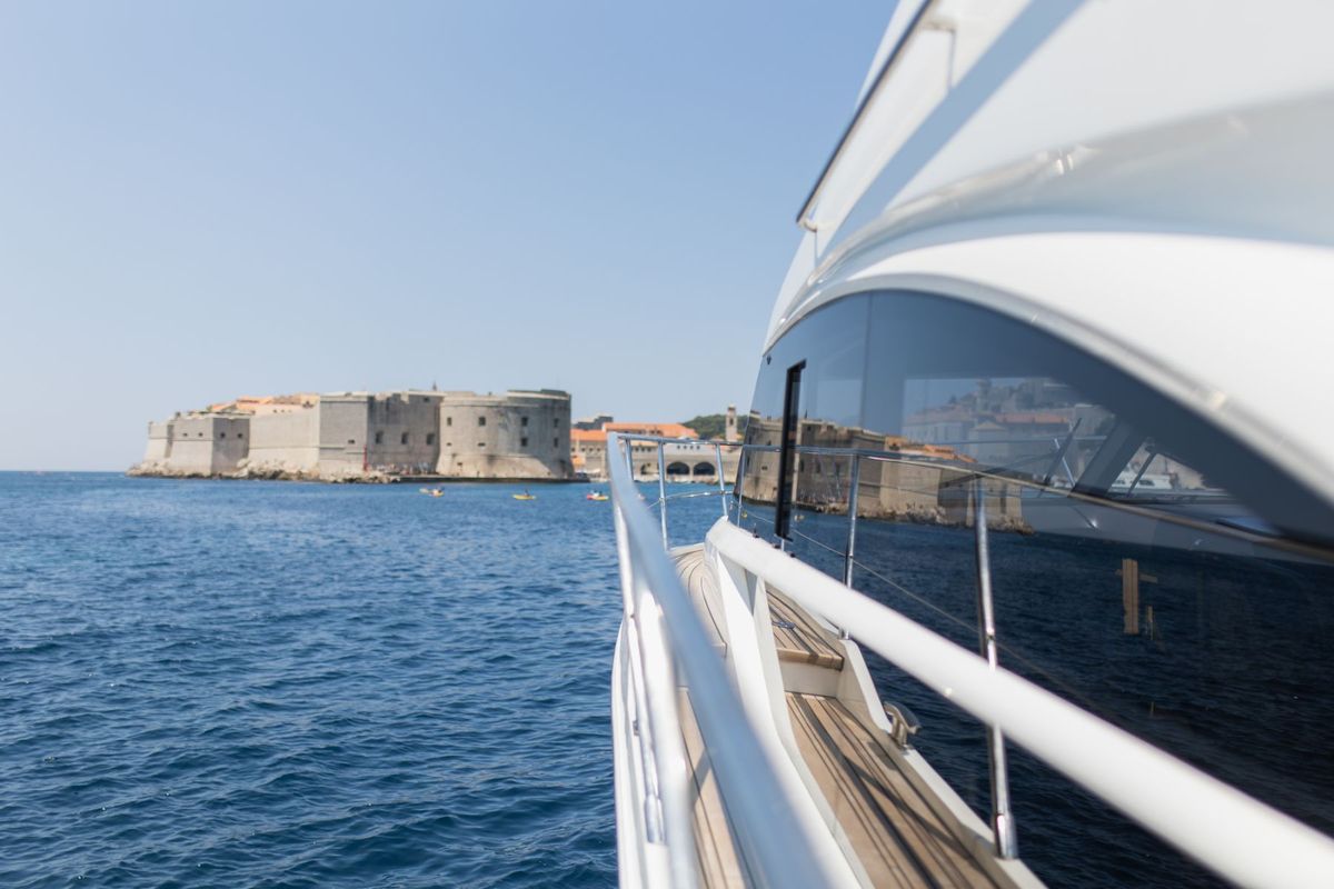 Exterior view of Contessa, a Princess Yachts Princess F43 motorboat at Dubrovnik, Croatia
