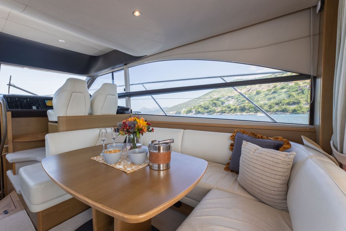 Salon of Contessa, a Princess Yachts Princess F43 motorboat at Dubrovnik, Croatia