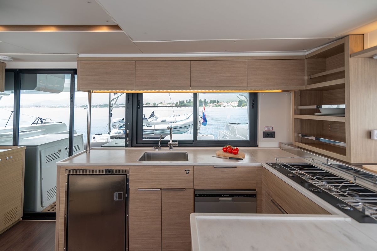Galley of Summer Magic, a Lagoon 46 catamaran at Grad Kaštela, Croatia