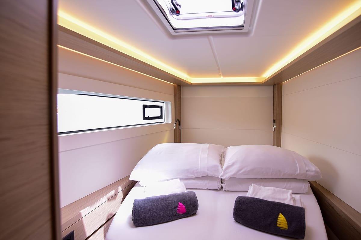Exterior view of Summer Magic, a Lagoon 46 catamaran at Grad Kaštela, Croatia