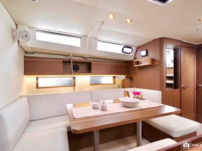 Salon of Nora - Water maker, Solar Panel , a Beneteau Oceanis 46.1 sailboat at Castellammare di Stabia, Italy