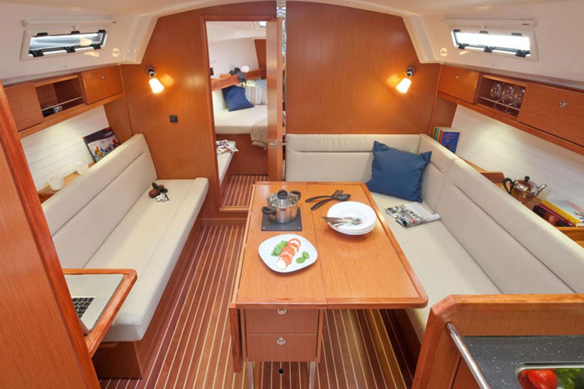 Salon of Angelica, a Bavaria Cruiser 36 sailboat at Grad Trogir, Croatia