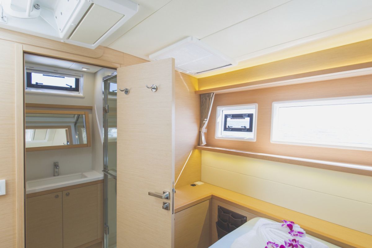 Cabin on Blue Moon, a Lagoon 52F catamaran at Pa Khlok, Thailand