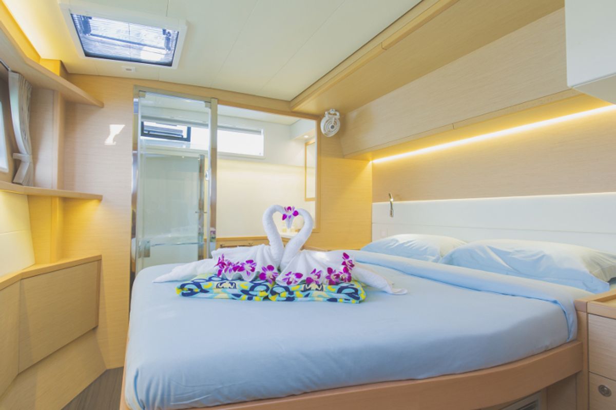 Cabin on Blue Moon, a Lagoon 52F catamaran at Pa Khlok, Thailand