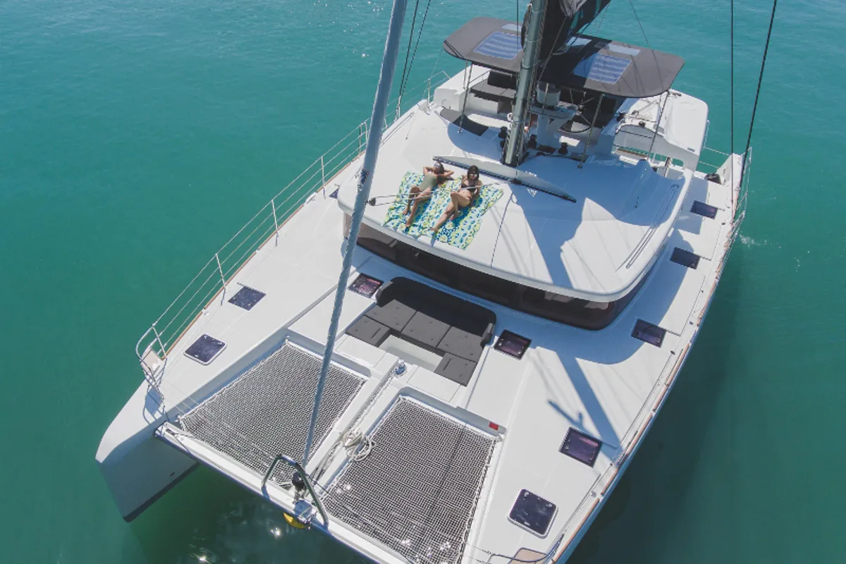 Exterior view of Blue Moon, a Lagoon 52F catamaran at Pa Khlok, Thailand