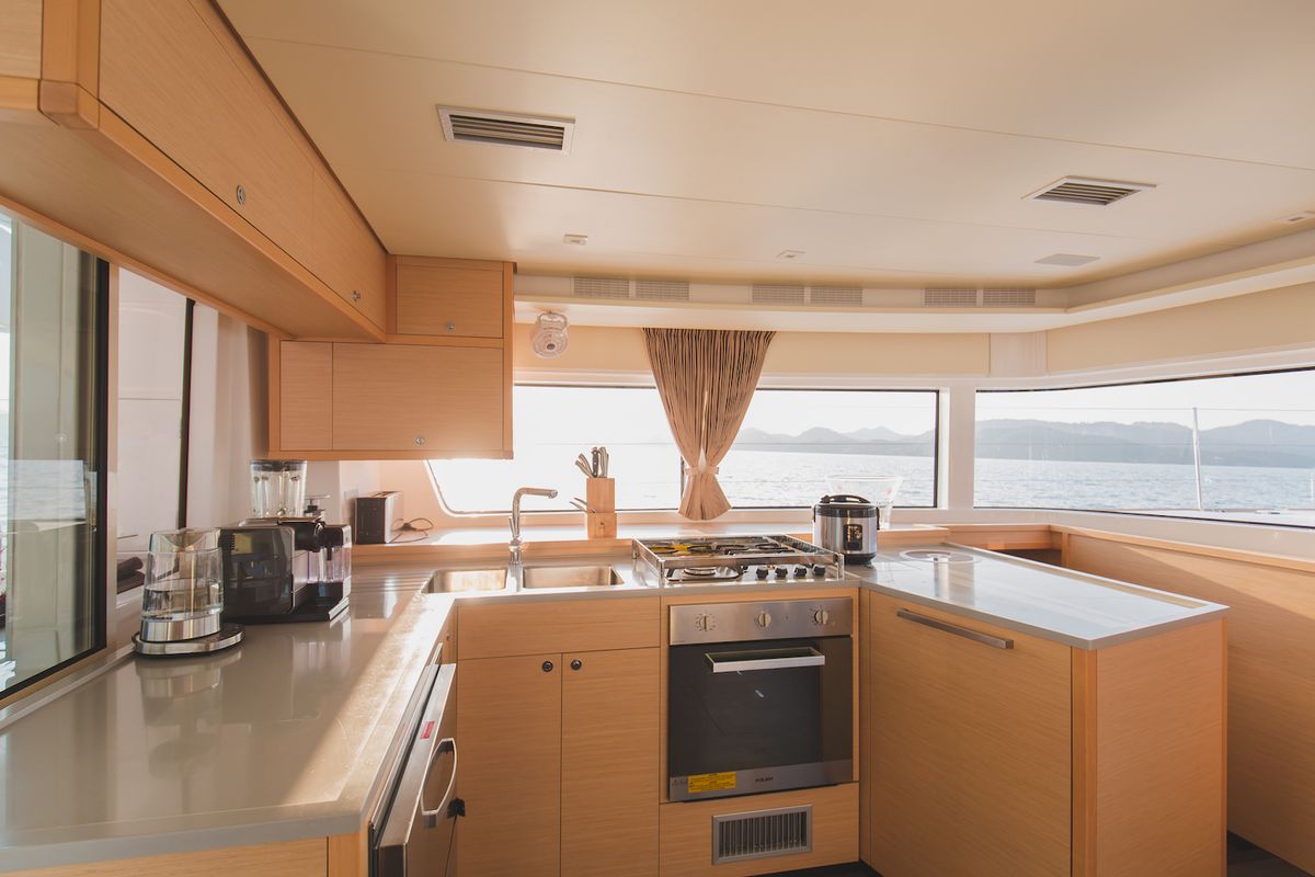 Galley of Blue Moon, a Lagoon 52F catamaran at Pa Khlok, Thailand