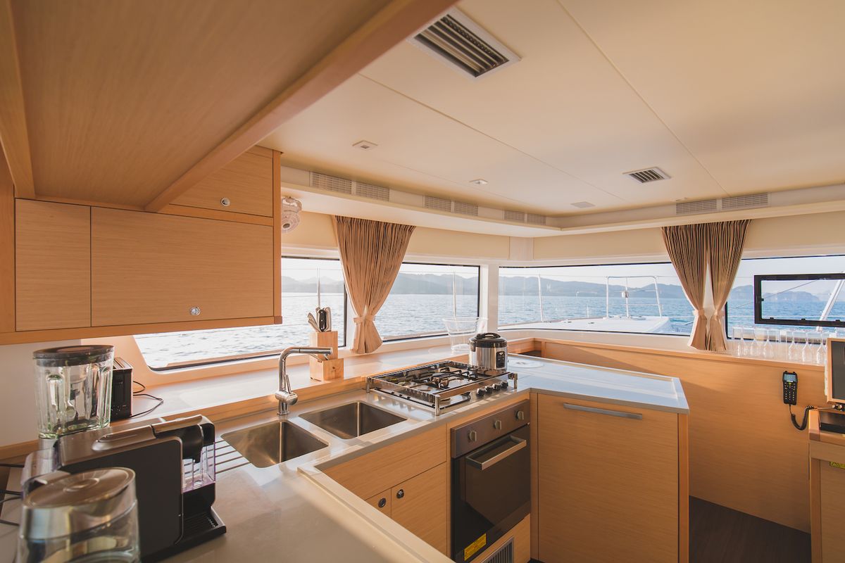 Galley of Blue Moon, a Lagoon 52F catamaran at Pa Khlok, Thailand