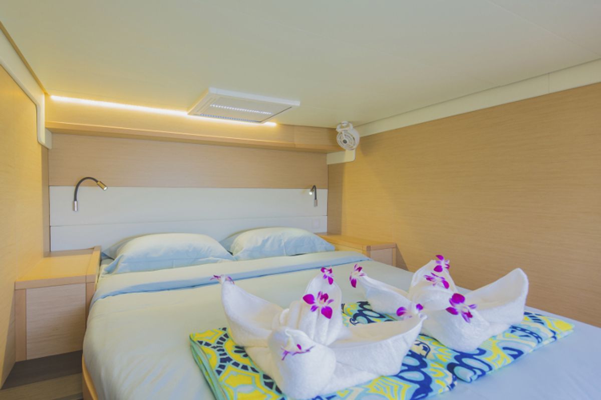Cabin on Blue Moon, a Lagoon 52F catamaran at Pa Khlok, Thailand