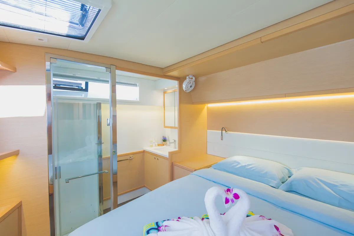 Cabin on Blue Moon, a Lagoon 52F catamaran at Pa Khlok, Thailand