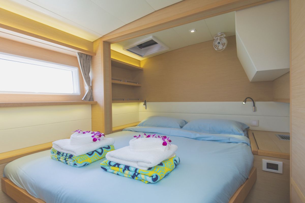 Cabin on Blue Moon, a Lagoon 52F catamaran at Pa Khlok, Thailand