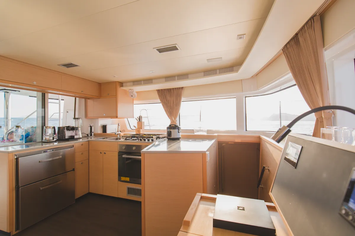 Galley of Blue Moon, a Lagoon 52F catamaran at Pa Khlok, Thailand