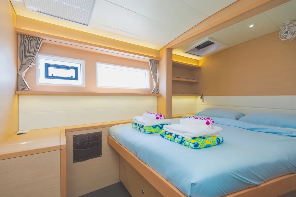 Cabin on Blue Moon, a Lagoon 52F catamaran at Pa Khlok, Thailand