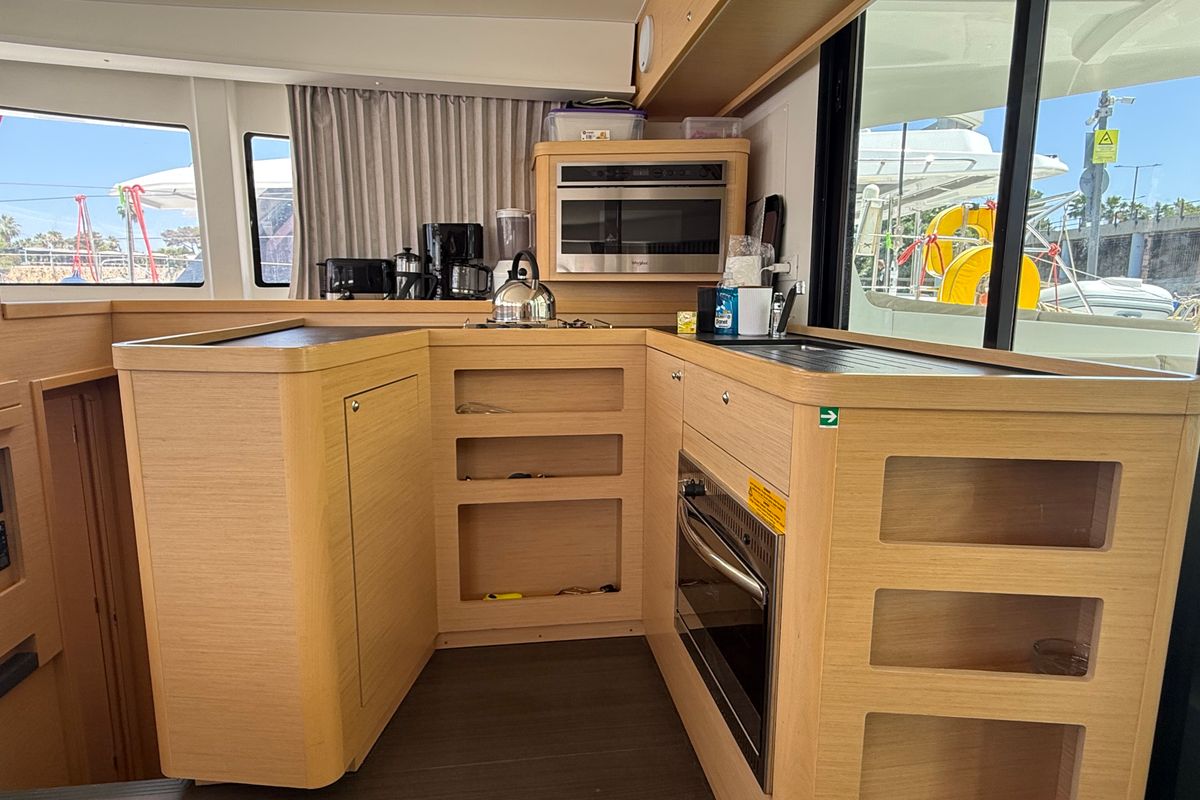 Galley of Tiamo IV, a Lagoon 42 catamaran at Municipal Unit of Lefkada, Greece