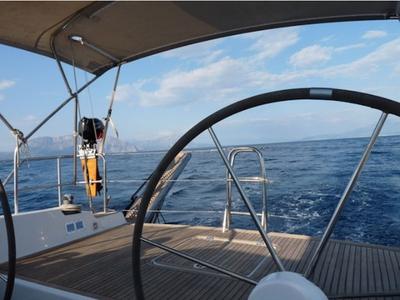 Cockpit of Apollonis, a Hanse Yachts Hanse 540e sailboat at Salamina Municipal Unit, Greece