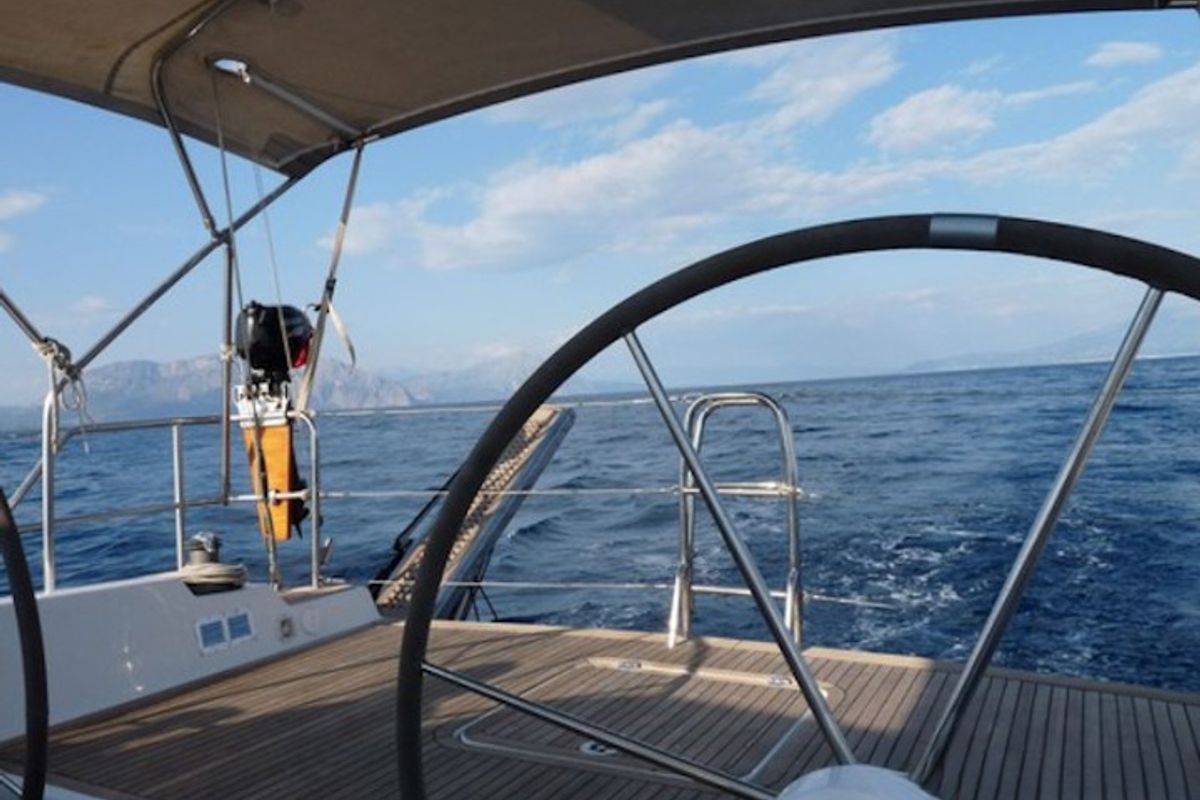 Cockpit of Apollonis, a Hanse Yachts Hanse 540e sailboat at Salamina Municipal Unit, Greece