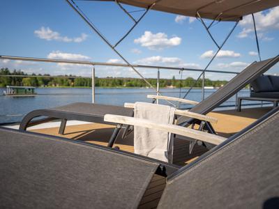 Deck of Brino, a Woma D13 motorboat at Fürstenberg/Havel, Germany