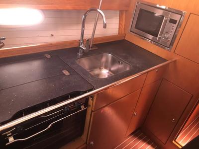 Galley of Aqua Dream, a Bavaria 43 Cruiser sailboat at Athens, Greece