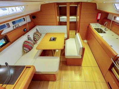 Salon of Haidi, a Jeanneau Sun Odyssey 469 sailboat at Athens, Greece