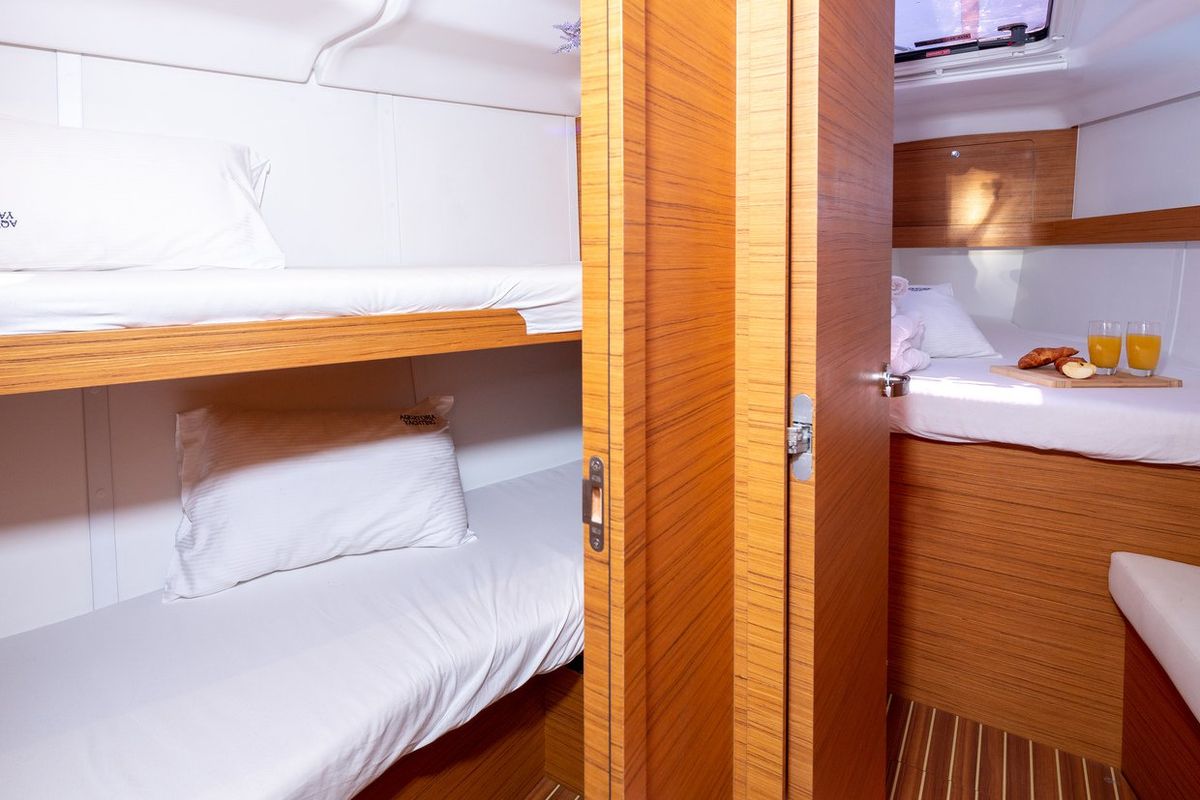 Cabin on Jasmin, a Elan Impression 45 sailboat at Split, Croatia
