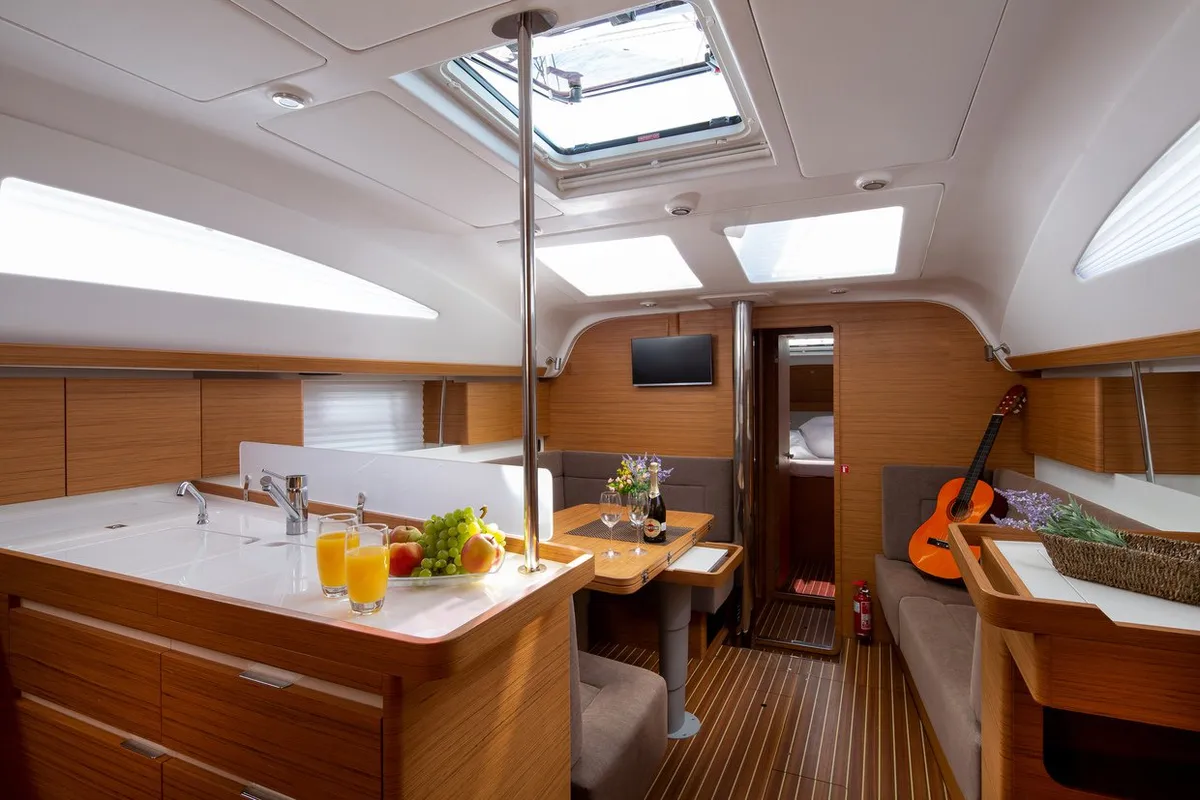 Galley of Jasmin, a Elan Impression 45 sailboat at Split, Croatia