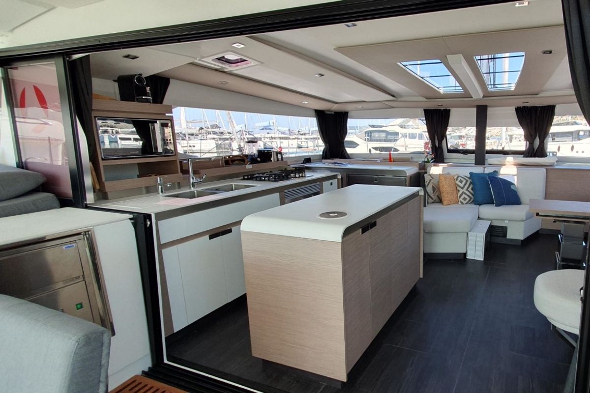 Galley of Cosmos, a Fountaine Pajot Aura 51 catamaran at Seget Donji, Croatia