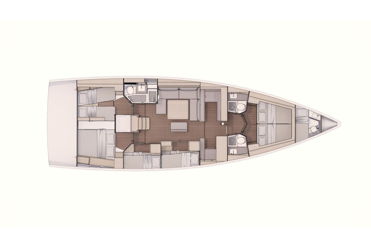 Floor plan of Agnese - Water maker, Solar Panel, a Dufour 530 sailboat at Puntone di Scarlino, Italy