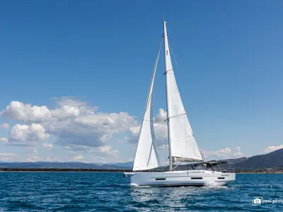 Exterior view of Agnese - Water maker, Solar Panel, a Dufour 530 sailboat at Puntone di Scarlino, Italy