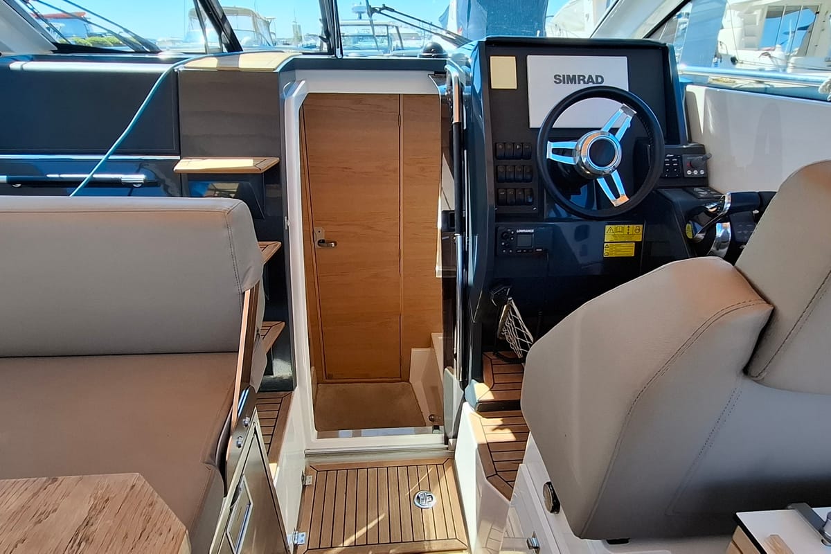 Cockpit of Moncia, a Nimbus Flipper 900 ST yacht at Općina Sukošan, Croatia