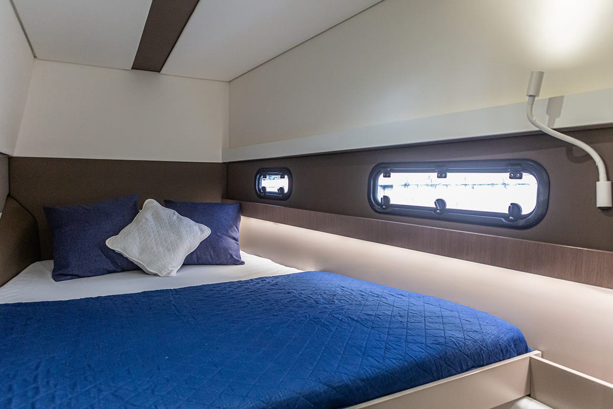Cabin on Talitha, a Bali 4.1 catamaran at Palermo, Italy