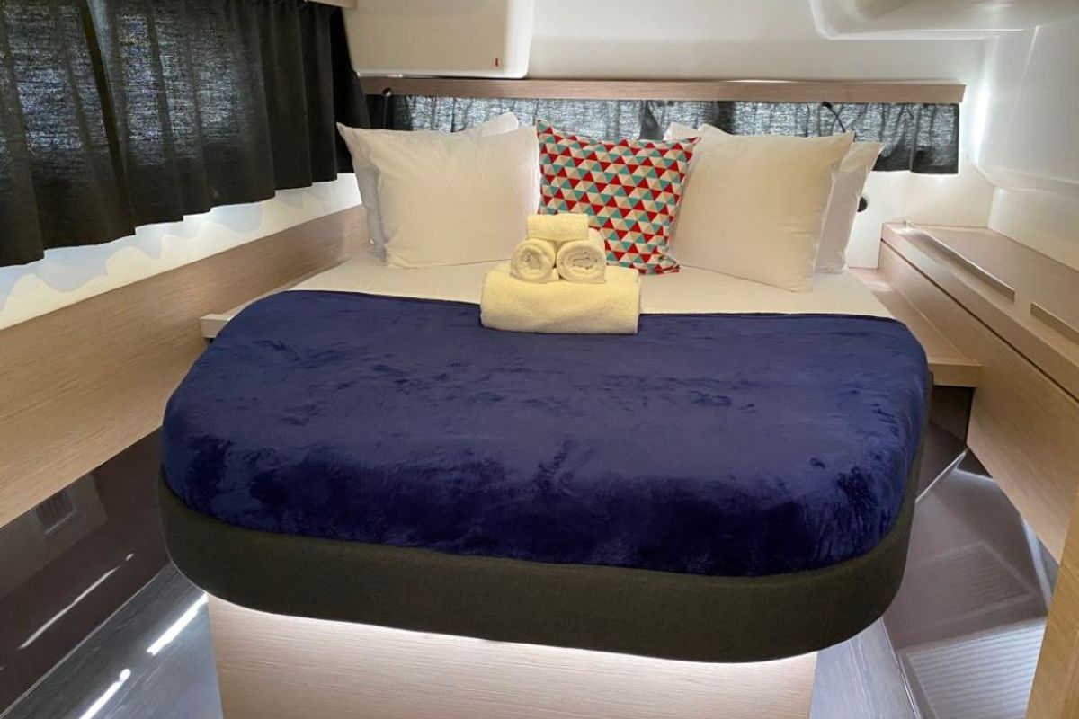 Cabin on Firefly, a Fountaine Pajot Isla 40 catamaran at Road Town, British Virgin Islands