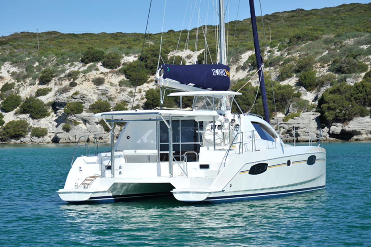 Exterior view of Moana, a Leopard 39 catamaran at Mai Khao, Thailand