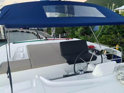 Cockpit of Mateta, a Lagoon 46 catamaran at Seychelles, Eden Island Marina, Seychelles