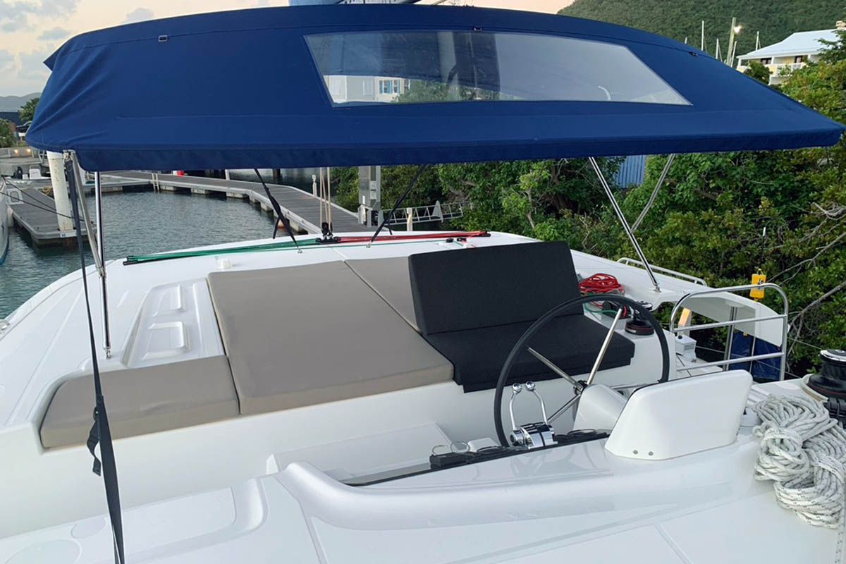 Cockpit of Mateta, a Lagoon 46 catamaran at Seychelles, Eden Island Marina, Seychelles